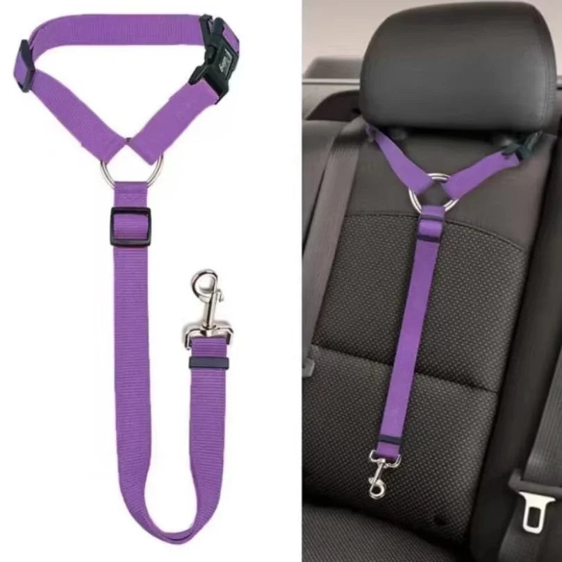 2-in-1 Dog Car Seat Belt & Short Leash – Adjustable Nylon