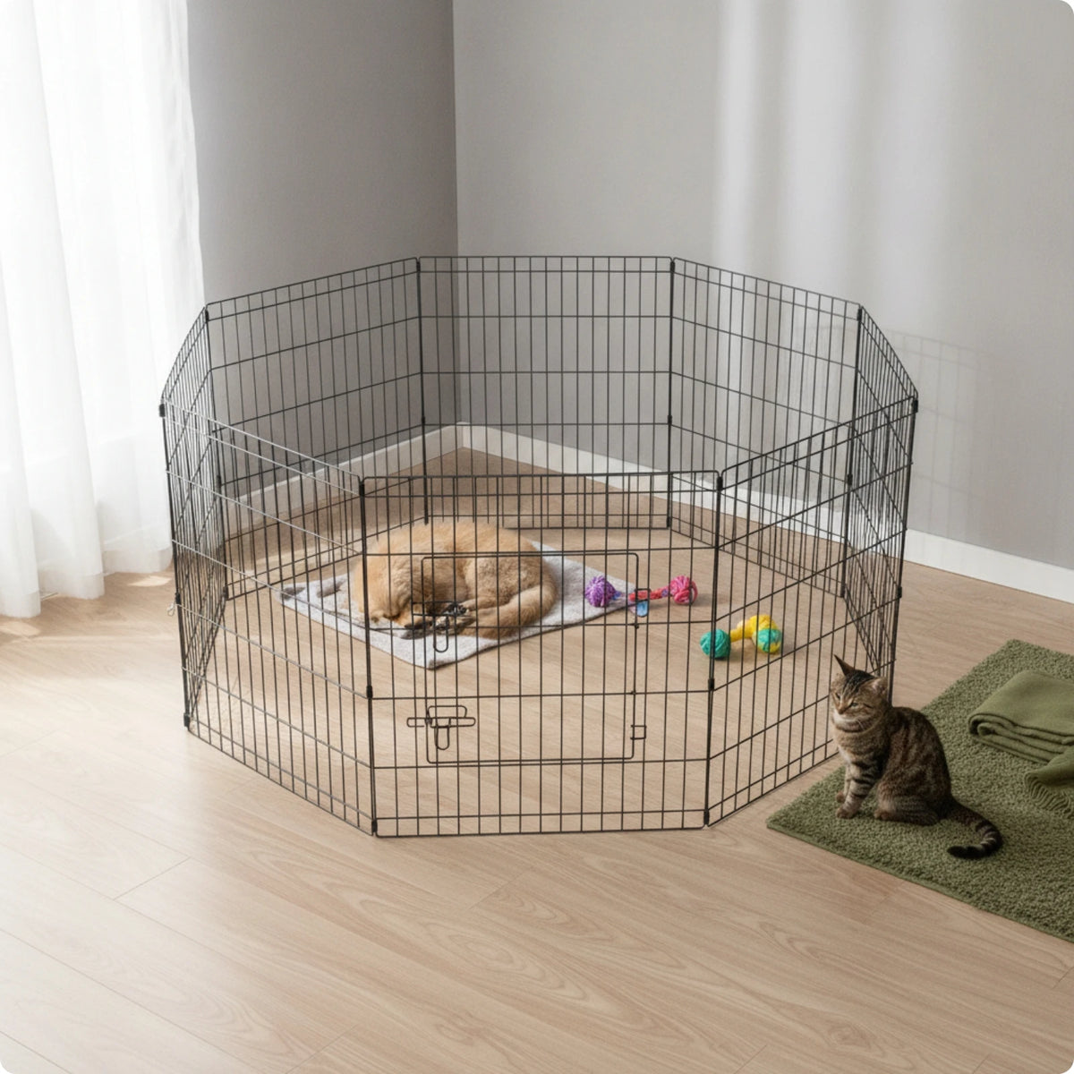 8-Panel Wire Pet Playpen with Door