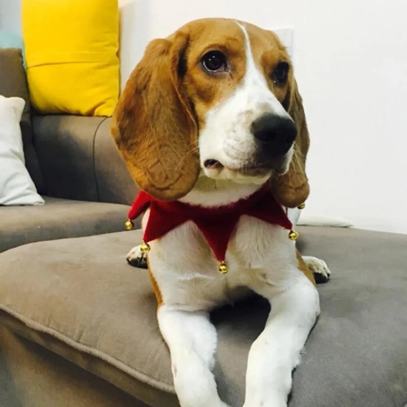 Christmas Dog & Cat Bandana with Jingle Bell – Holiday Scarf