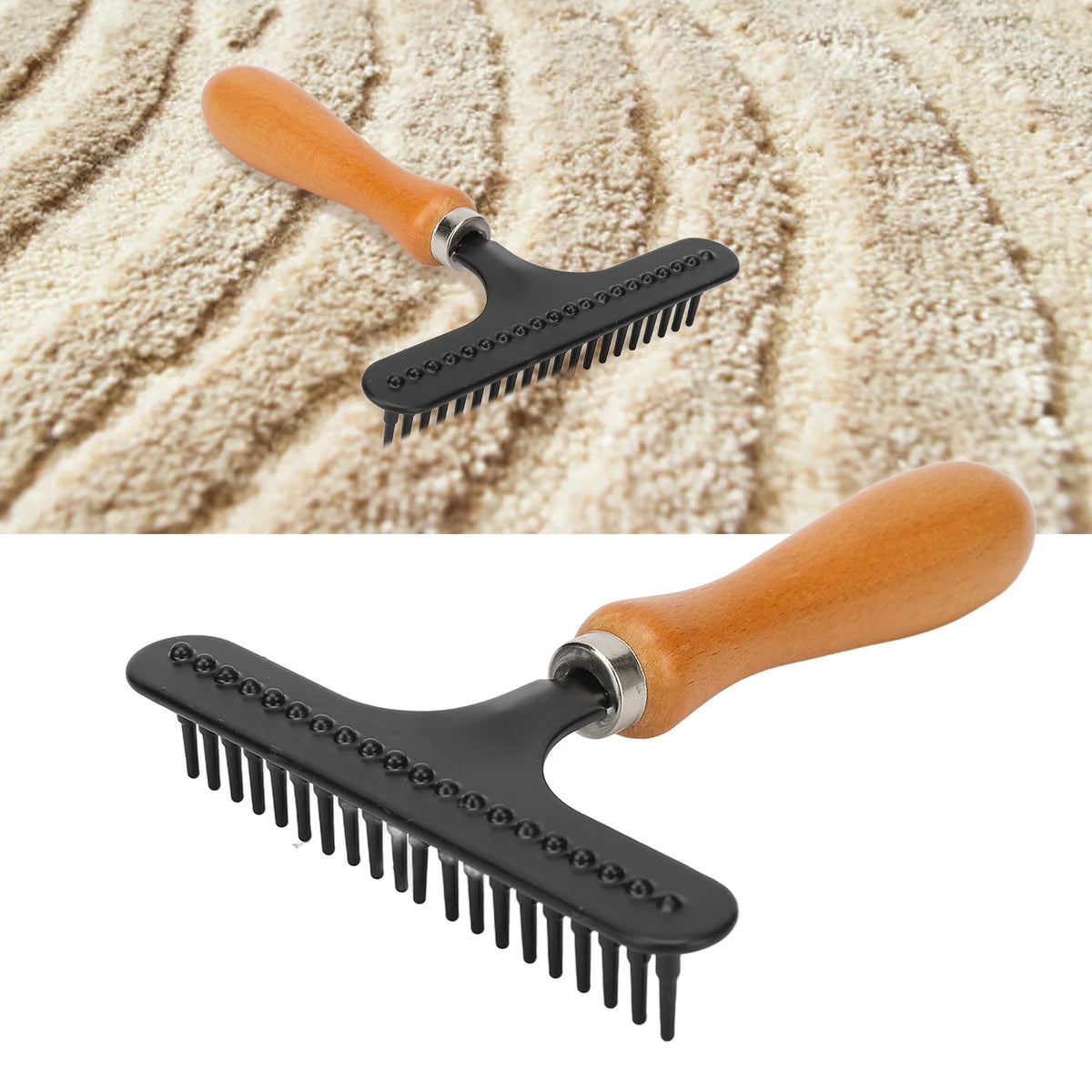 Wooden Handle Cat Grooming Rake