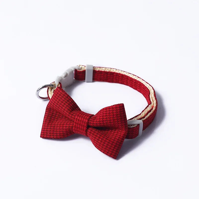 Plaid Bow Tie Cat Collar – Adjustable, 3 Colors