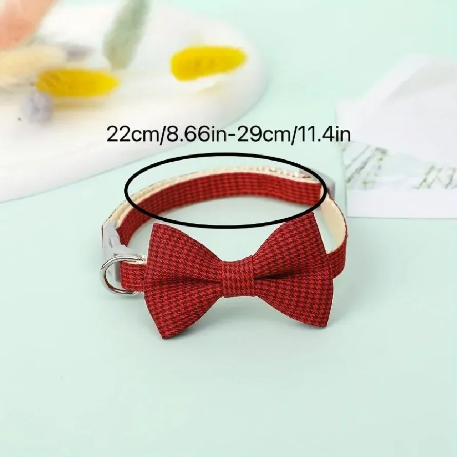 Plaid Bow Tie Cat Collar – Adjustable, 3 Colors