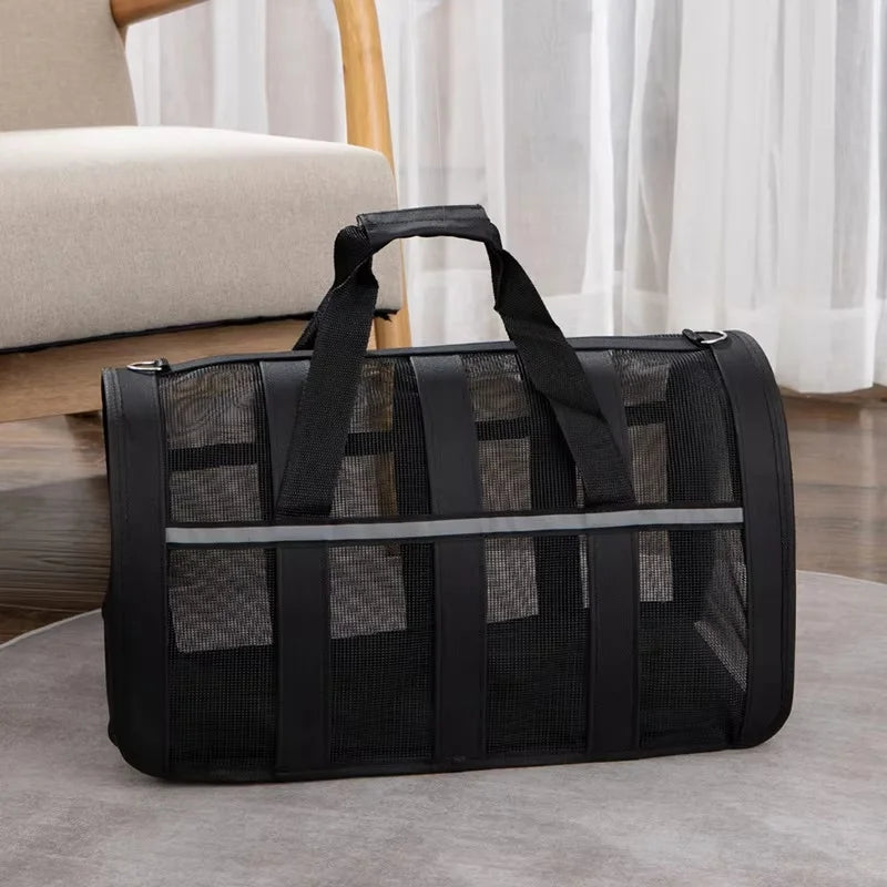 Foldable Mesh Travel Carrier for Dogs & Cats