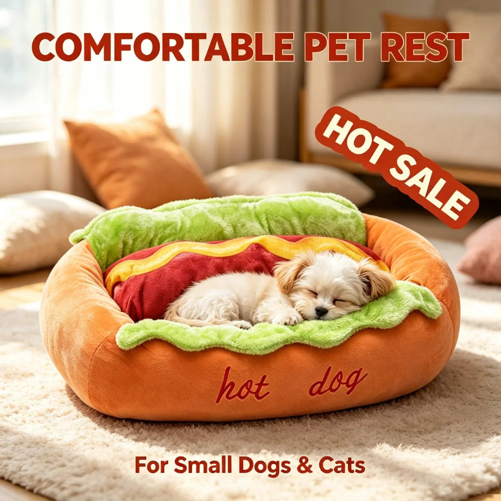 Hot Dog Pet Bed – Soft Fleece