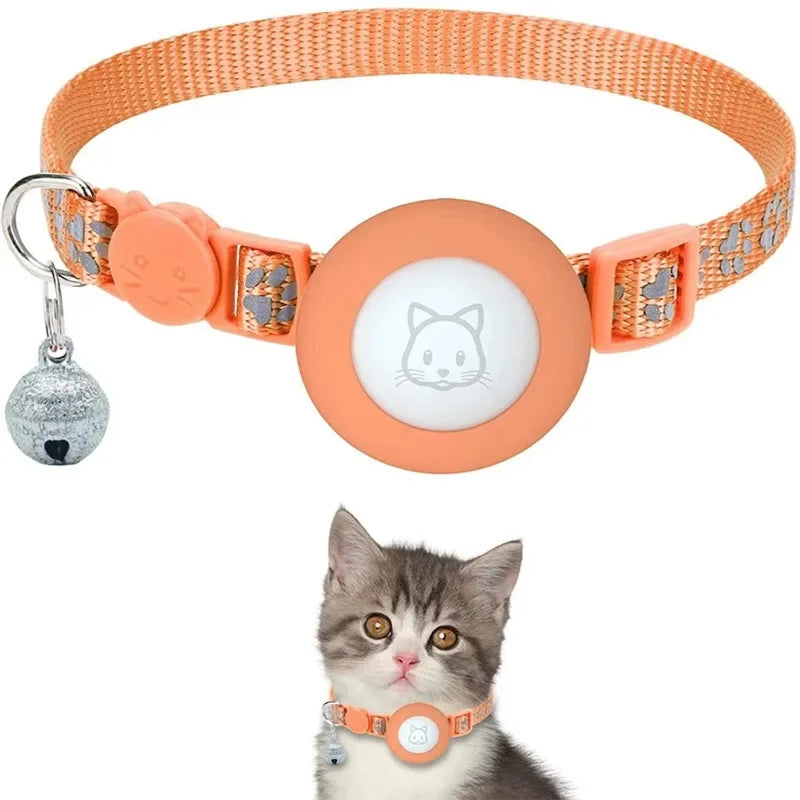 AirTag Cat Collar with Bell – Reflective