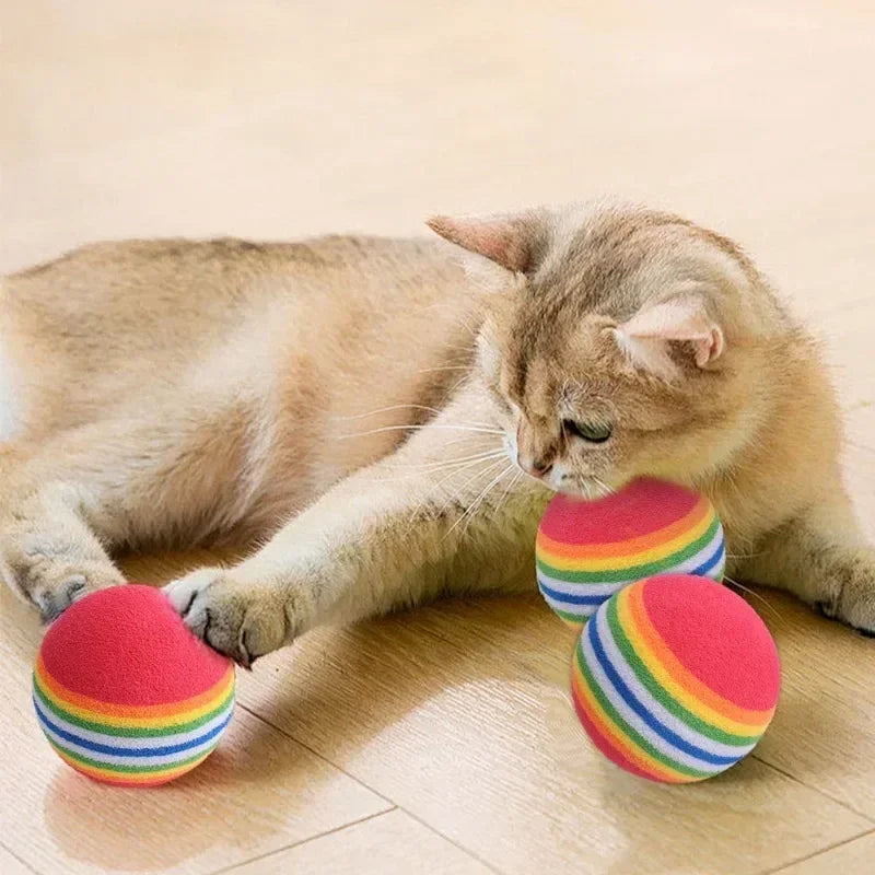 Soft Foam Play Balls for Cats – Rainbow EVA Balls, 10 to 100 Pack