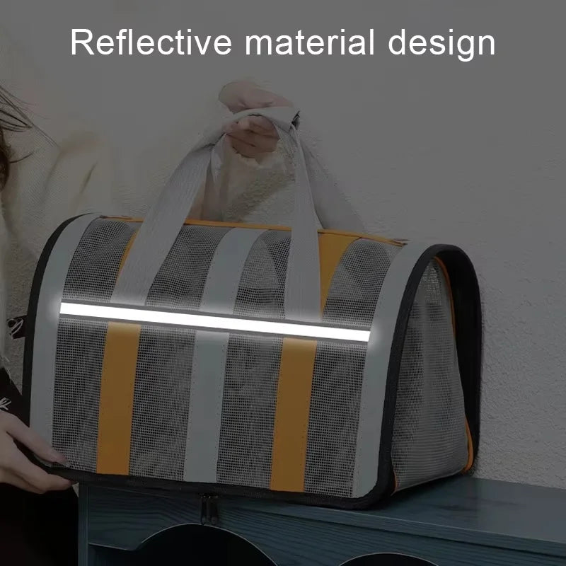 Foldable Mesh Travel Carrier for Dogs & Cats