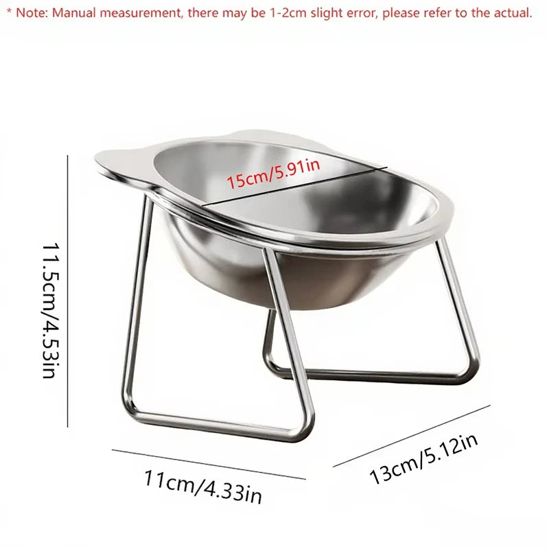 Stainless Steel Raised Cat Bowl – 15° Tilt