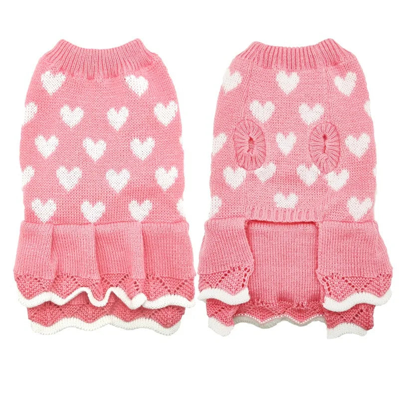 Heart Knit Dog Sweater – Soft Pullover for Dogs & Cats, XS–XXL