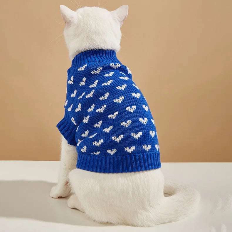 Heart Knit Dog Sweater – Soft Pullover for Dogs & Cats, XS–XXL