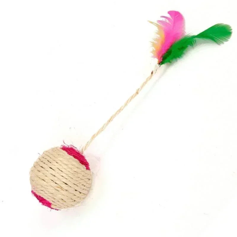 Sisal Scratching Ball Cat Toy with Feather