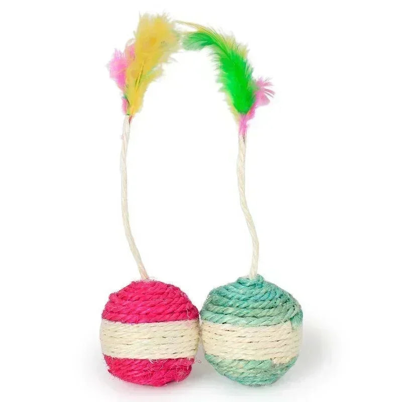Sisal Scratching Ball Cat Toy with Feather