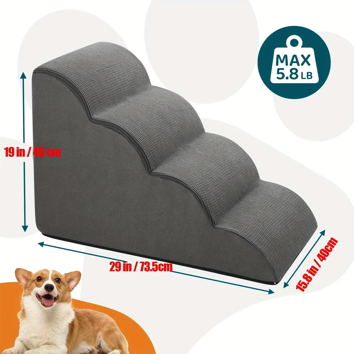 Orthopedic Pet Stairs for Senior Dogs (2/3/4 Steps)