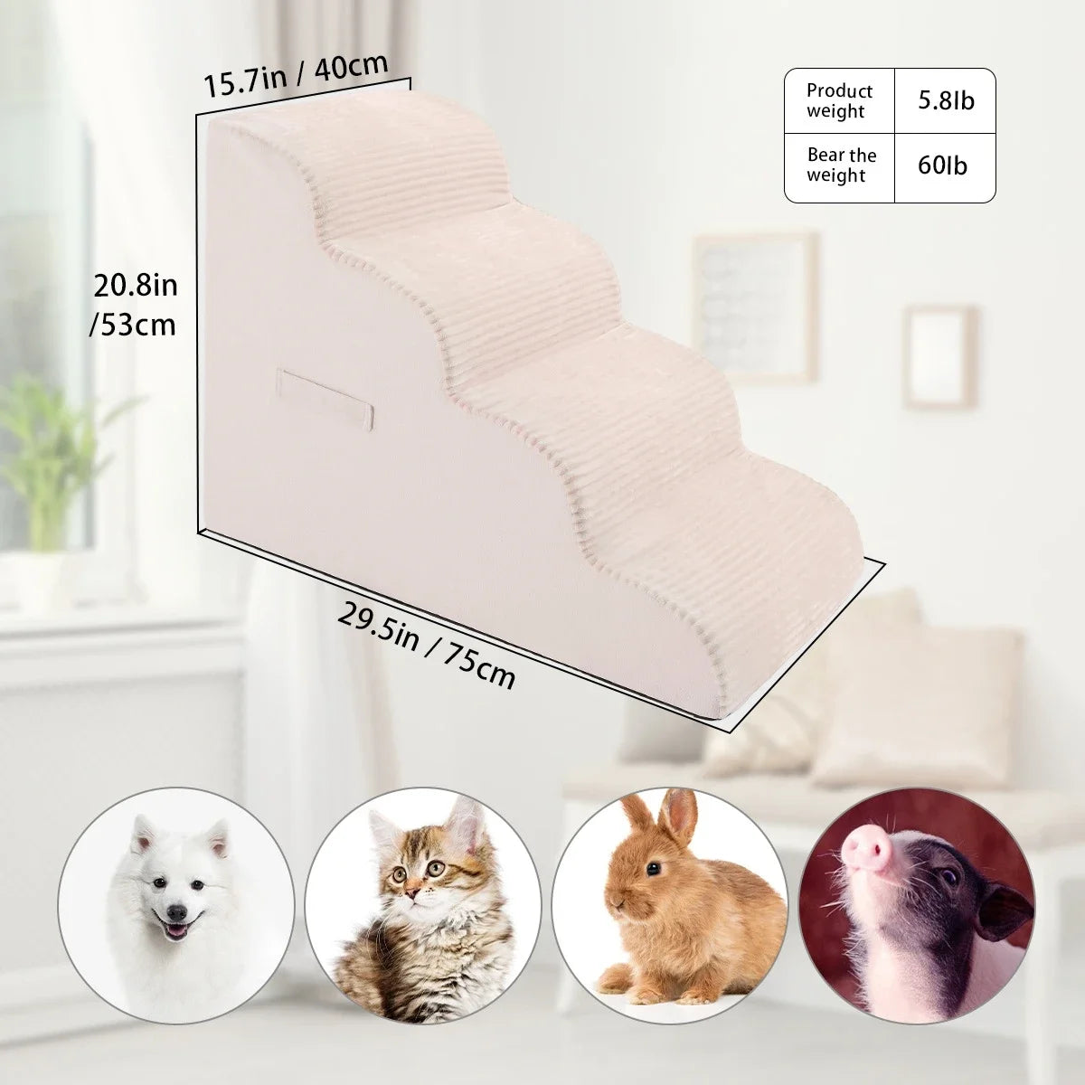 Orthopedic Pet Stairs for Senior Dogs (2/3/4 Steps)