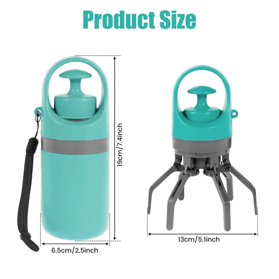 Portable outdoor dog waste collection device – includes a built-in compartment for waste bags.
