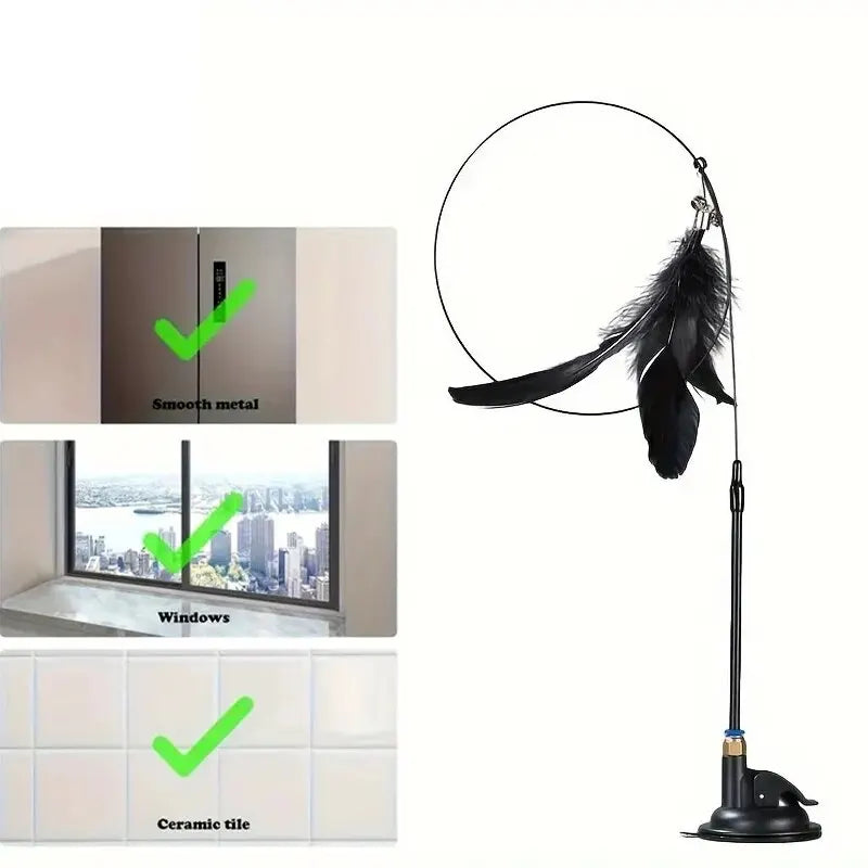 Suction Cup Feather Wand Cat Toy