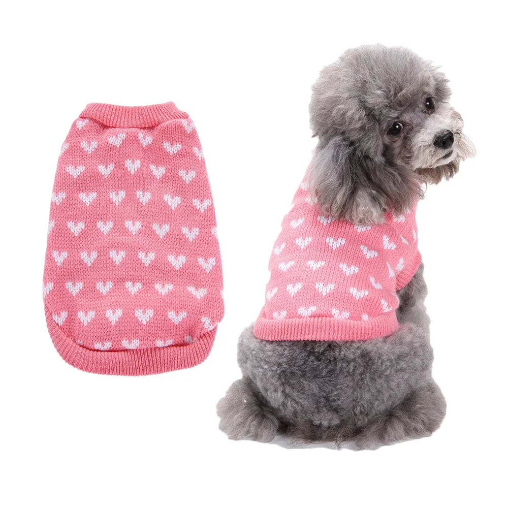 Heart Knit Dog Sweater – Soft Pullover for Dogs & Cats, XS–XXL