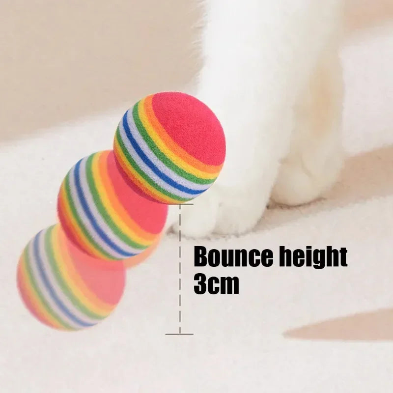 Soft Foam Play Balls for Cats – Rainbow EVA Balls, 10 to 100 Pack