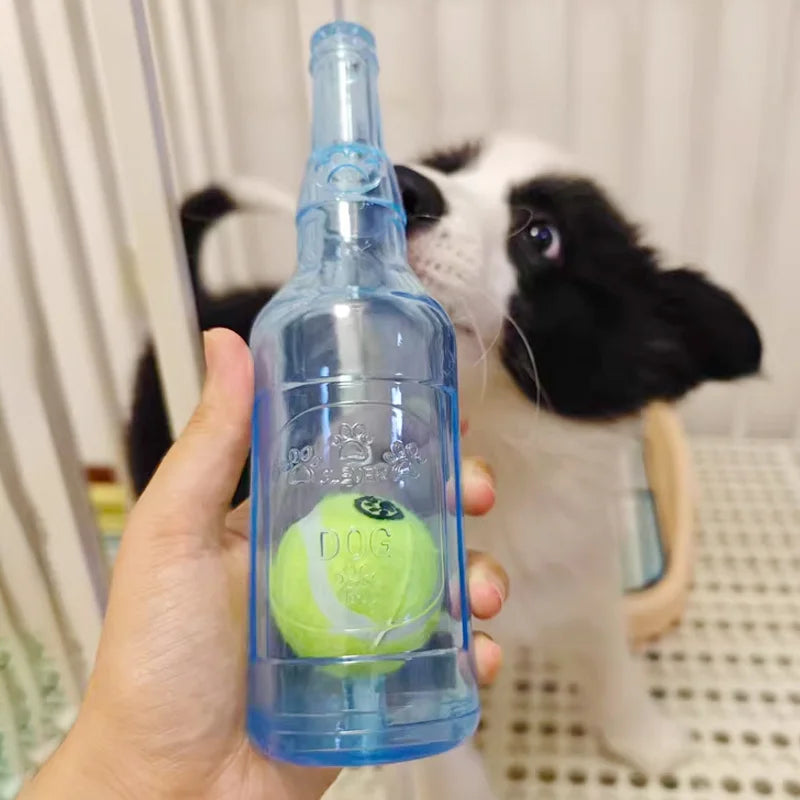 Beer Bottle Chew Toy with Tennis Ball
