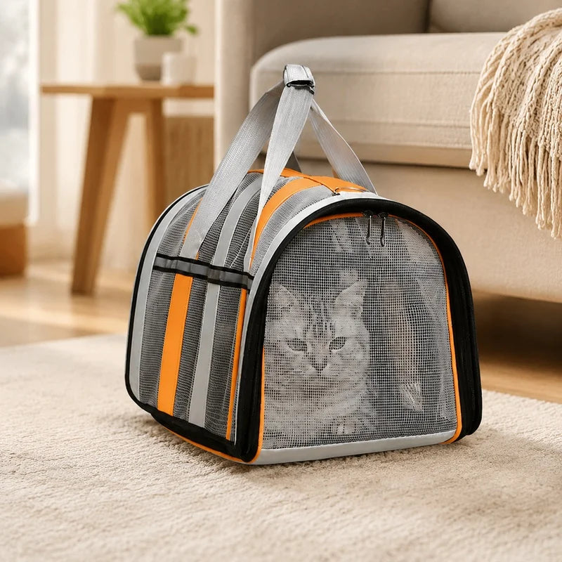 Foldable Mesh Travel Carrier for Dogs & Cats