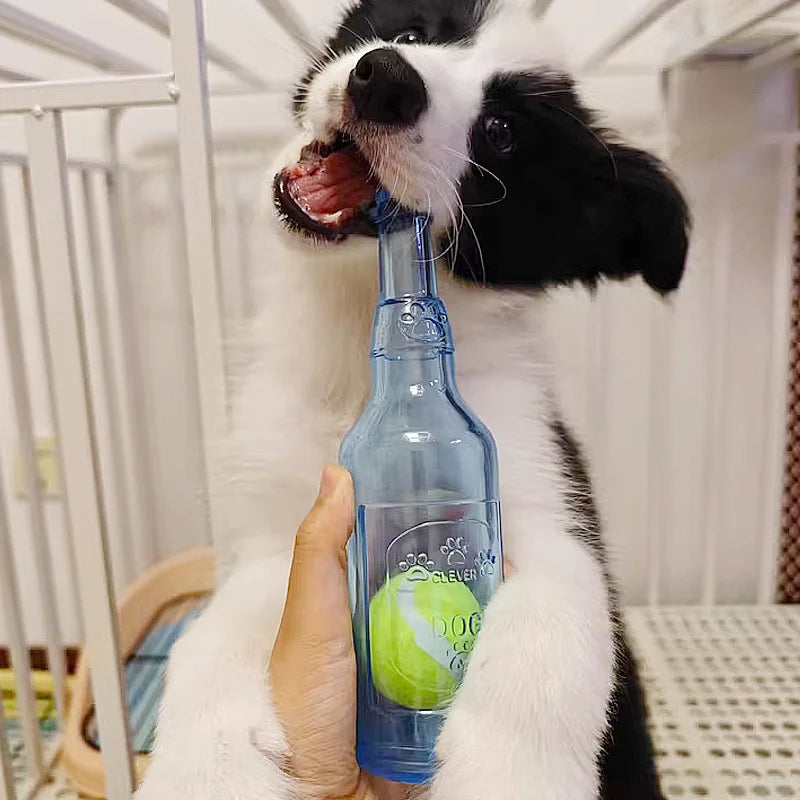 Beer Bottle Chew Toy with Tennis Ball