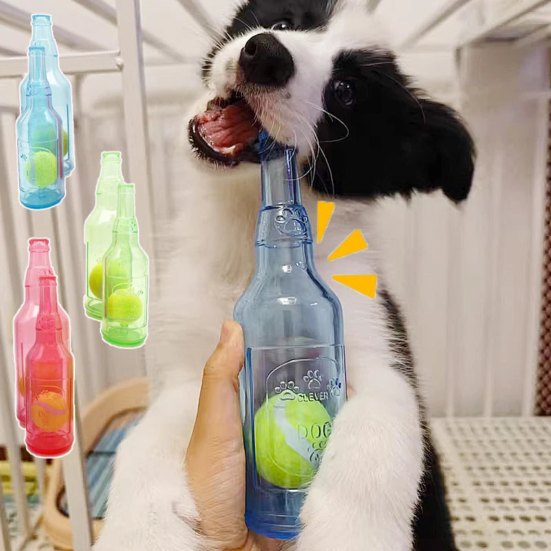 Beer Bottle Chew Toy with Tennis Ball
