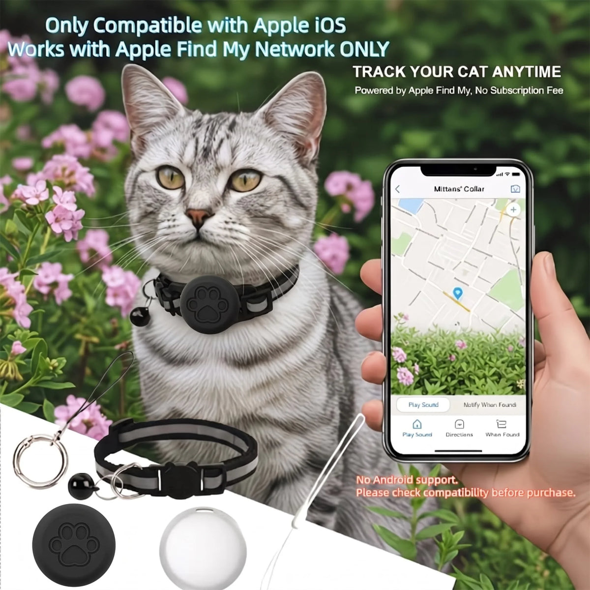 Reflective GPS Tracker Collar with Bell