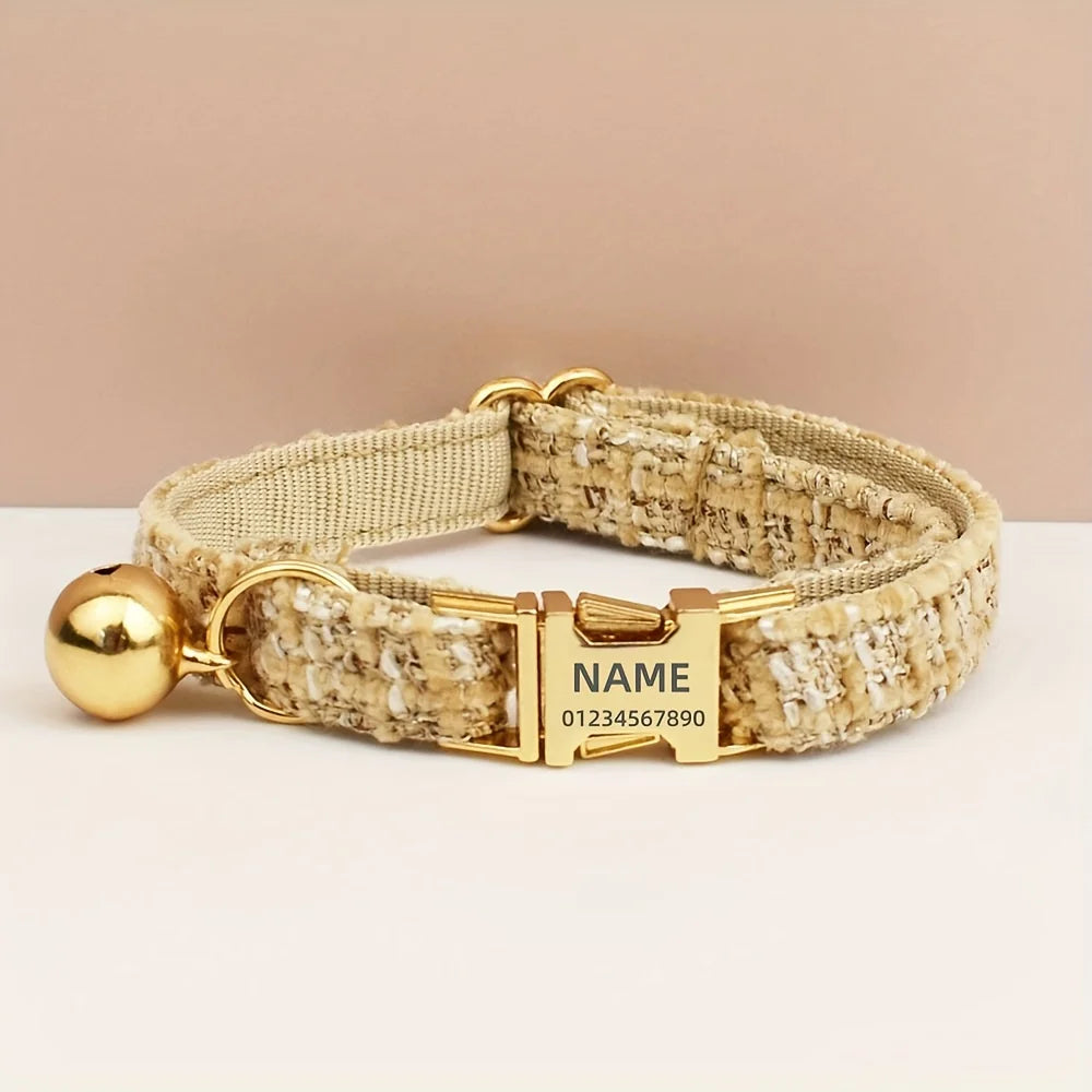 Custom Engraved Dog Collar – Gold Buckle