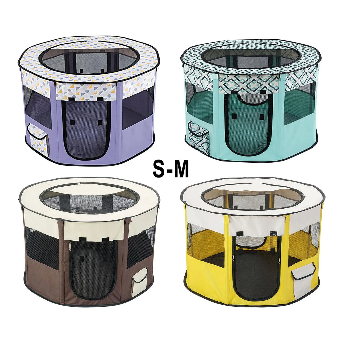 Foldable Mesh Playpen with Zip Top Cover