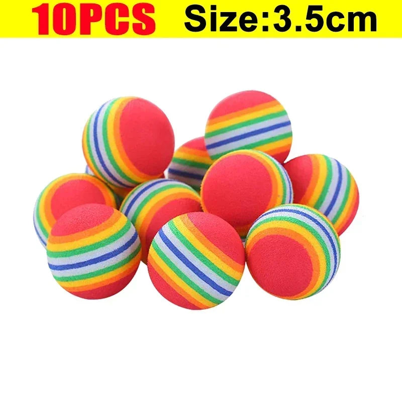 Soft Foam Play Balls for Cats – Rainbow EVA Balls, 10 to 100 Pack