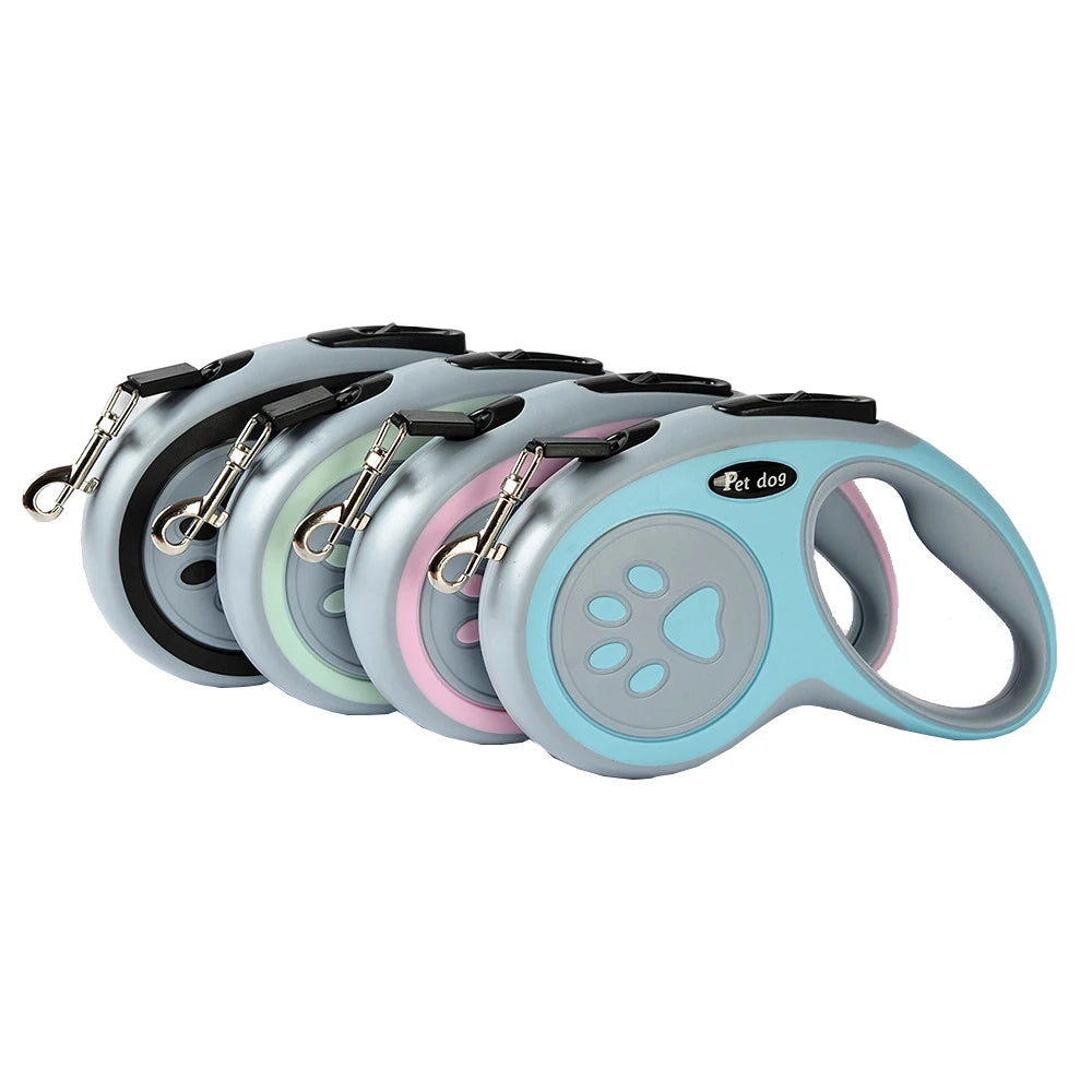 Paw Print Retractable Dog Leash – 3m / 5m for Small & Medium Dogs