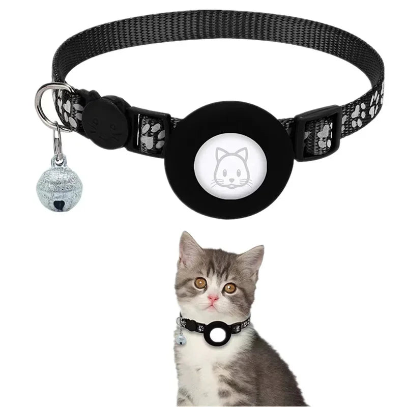 AirTag Cat Collar with Bell – Reflective