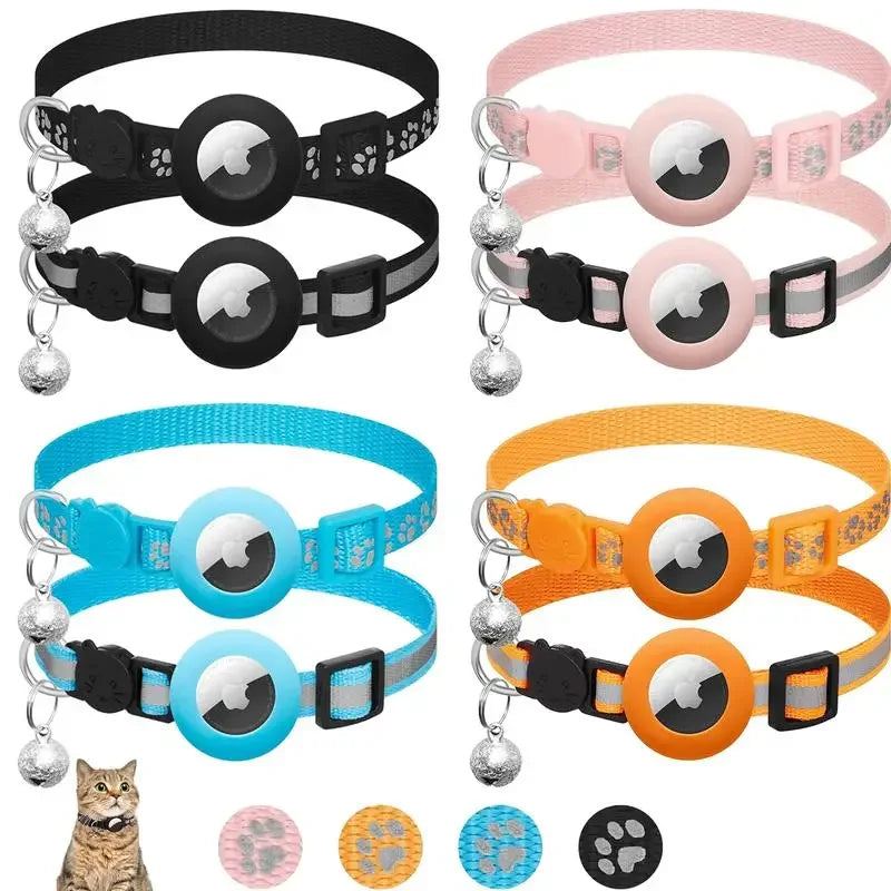 AirTag Cat Collar with Bell – Reflective