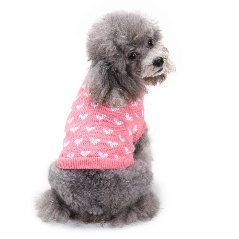 Heart Knit Dog Sweater – Soft Pullover for Dogs & Cats, XS–XXL