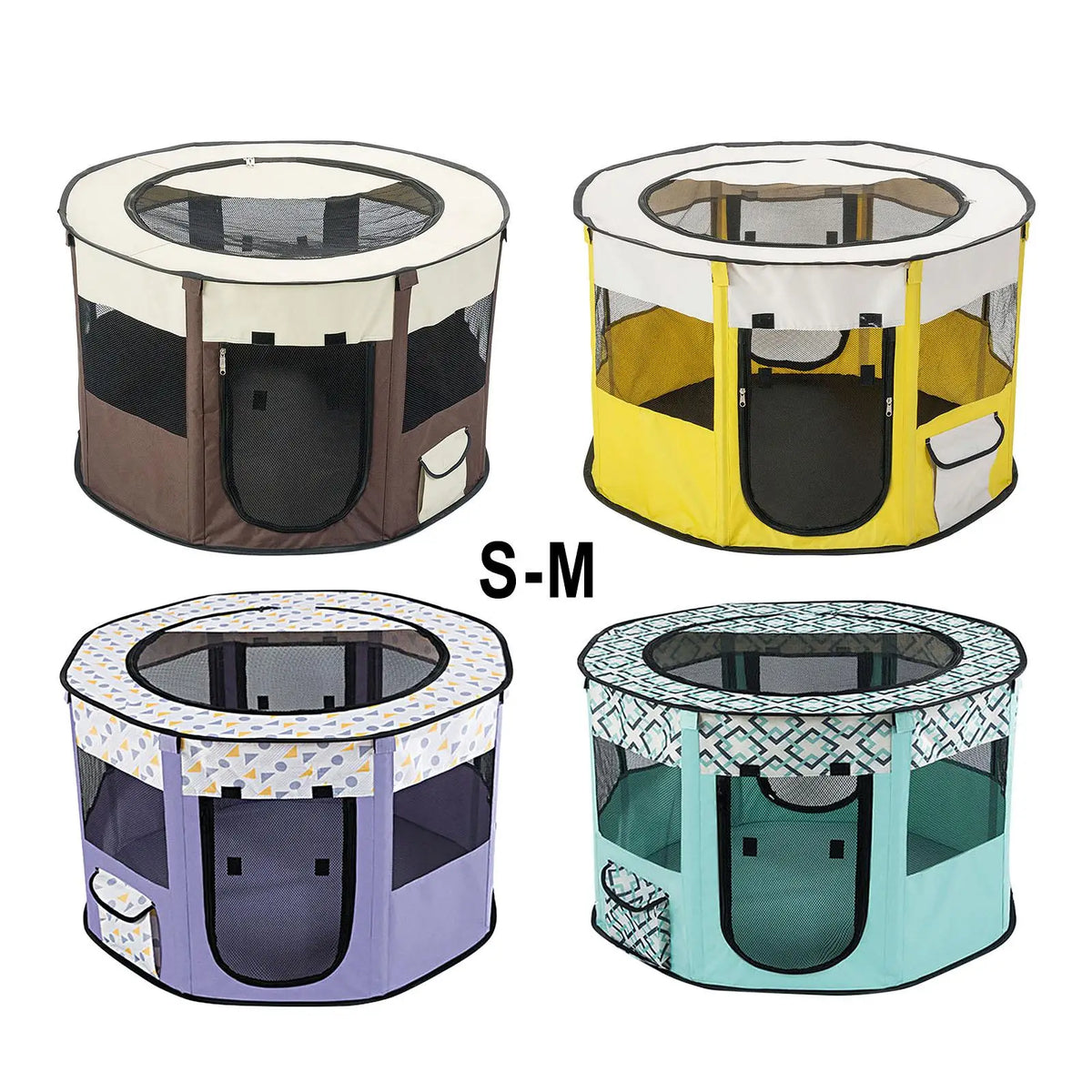 Foldable Mesh Playpen with Zip Top Cover