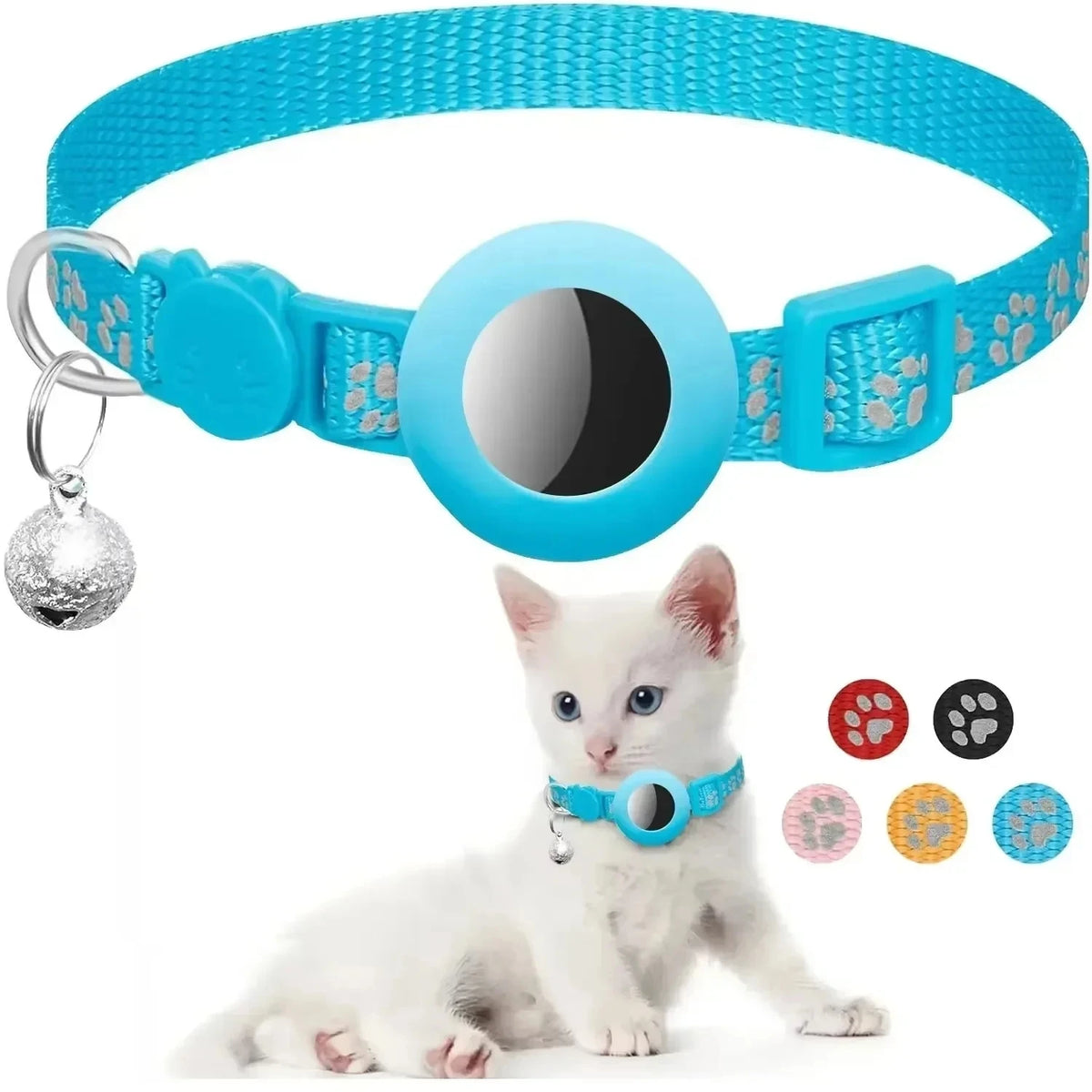 AirTag Cat Collar with Bell – Reflective