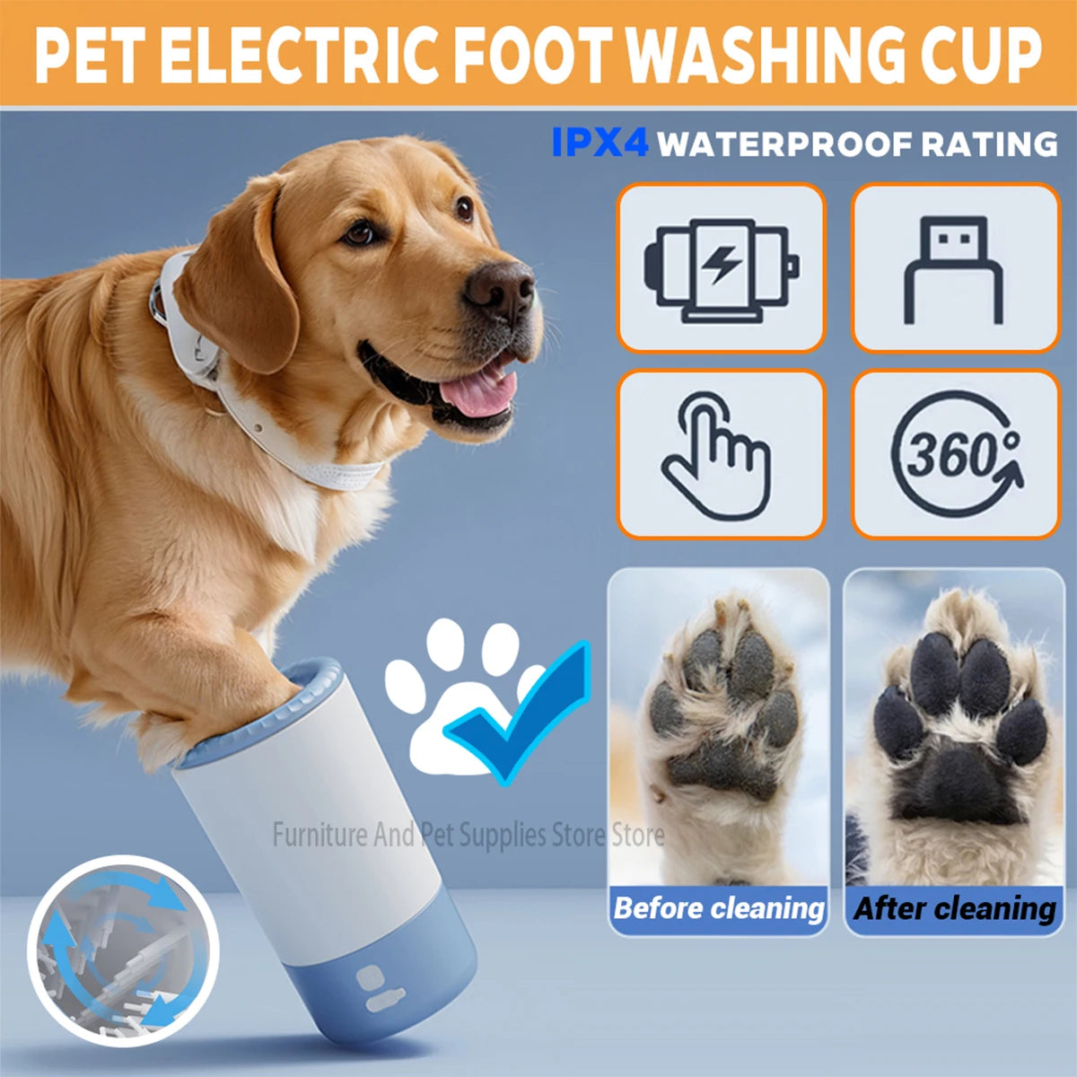 Electric Paw Cleaner Cup for Dogs
