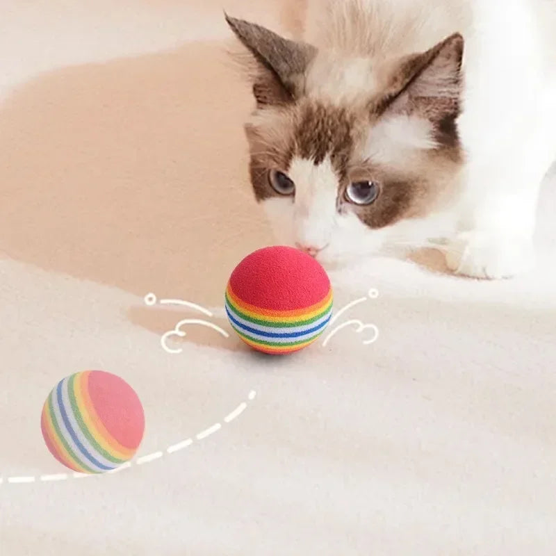 Soft Foam Play Balls for Cats – Rainbow EVA Balls, 10 to 100 Pack