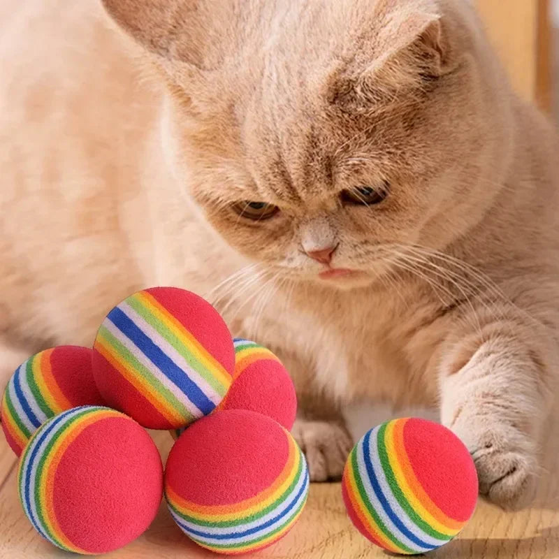 Soft Foam Play Balls for Cats – Rainbow EVA Balls, 10 to 100 Pack