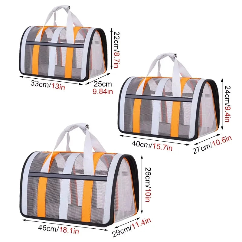 Foldable Mesh Travel Carrier for Dogs & Cats