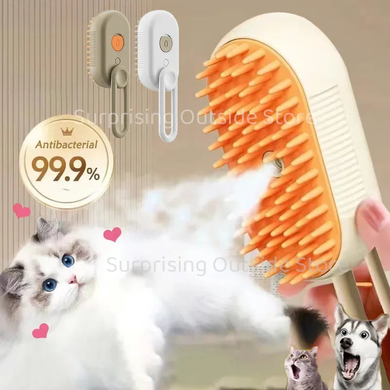 3-in-1 Steam Grooming Brush for Cats & Dogs