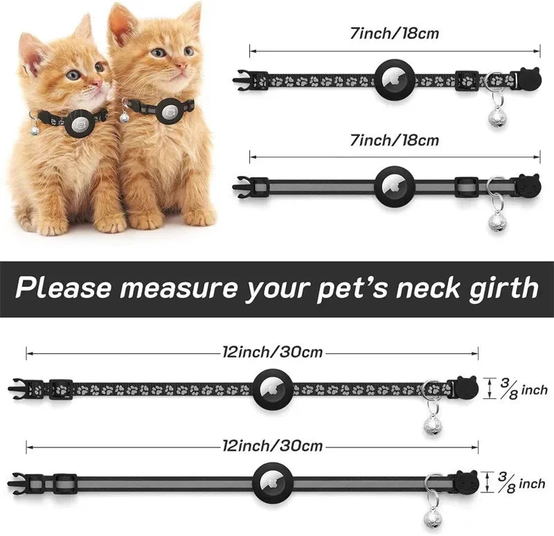 AirTag Cat Collar with Bell – Reflective