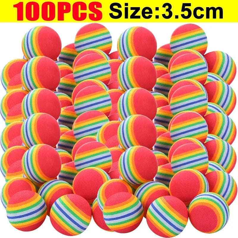 Soft Foam Play Balls for Cats – Rainbow EVA Balls, 10 to 100 Pack