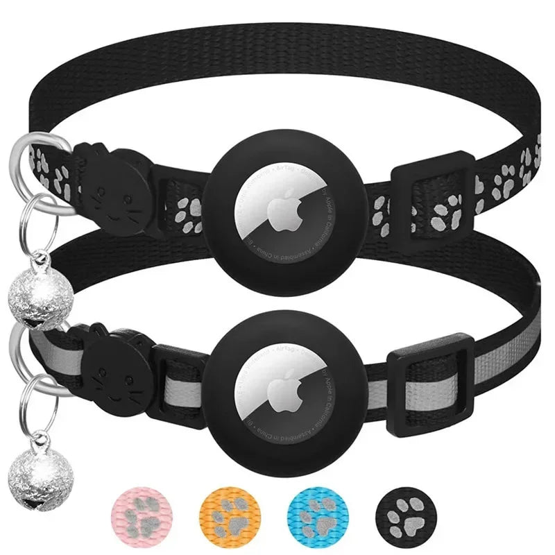 AirTag Cat Collar with Bell – Reflective
