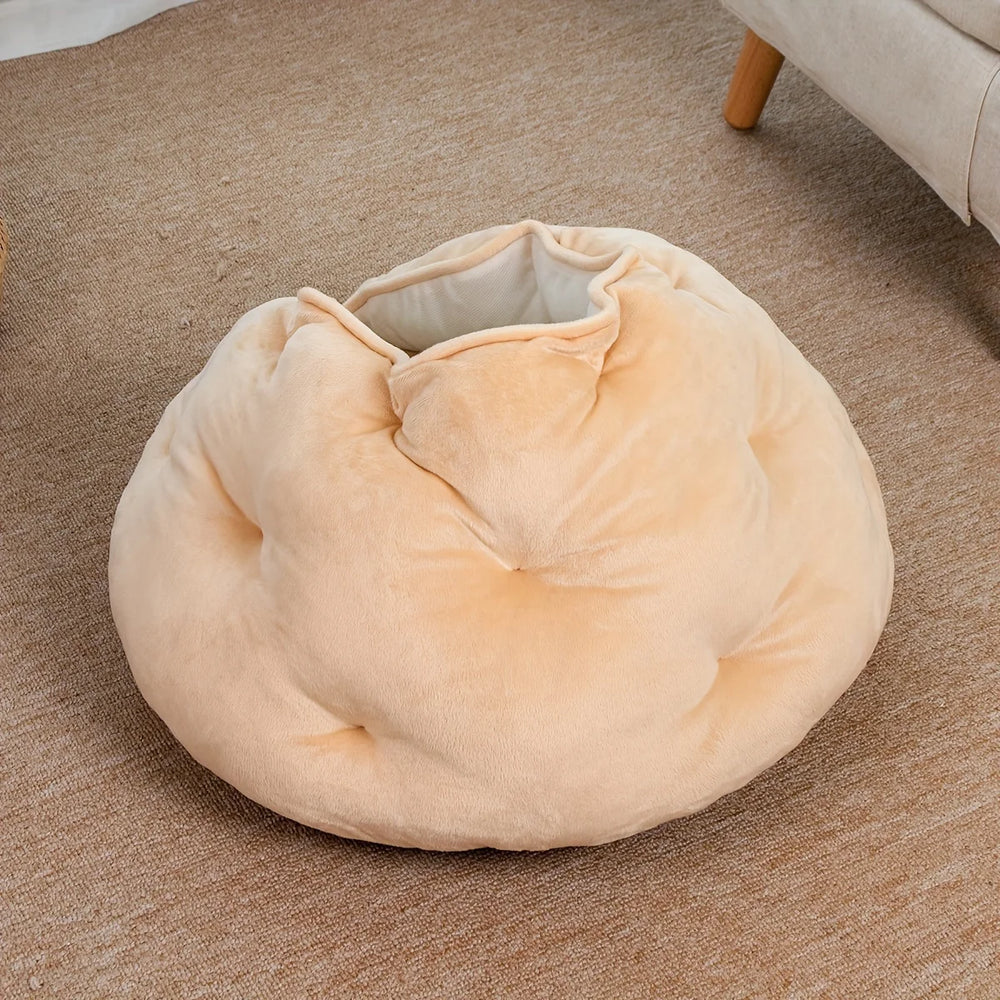 Self-Warming Plush Donut Cat Bed