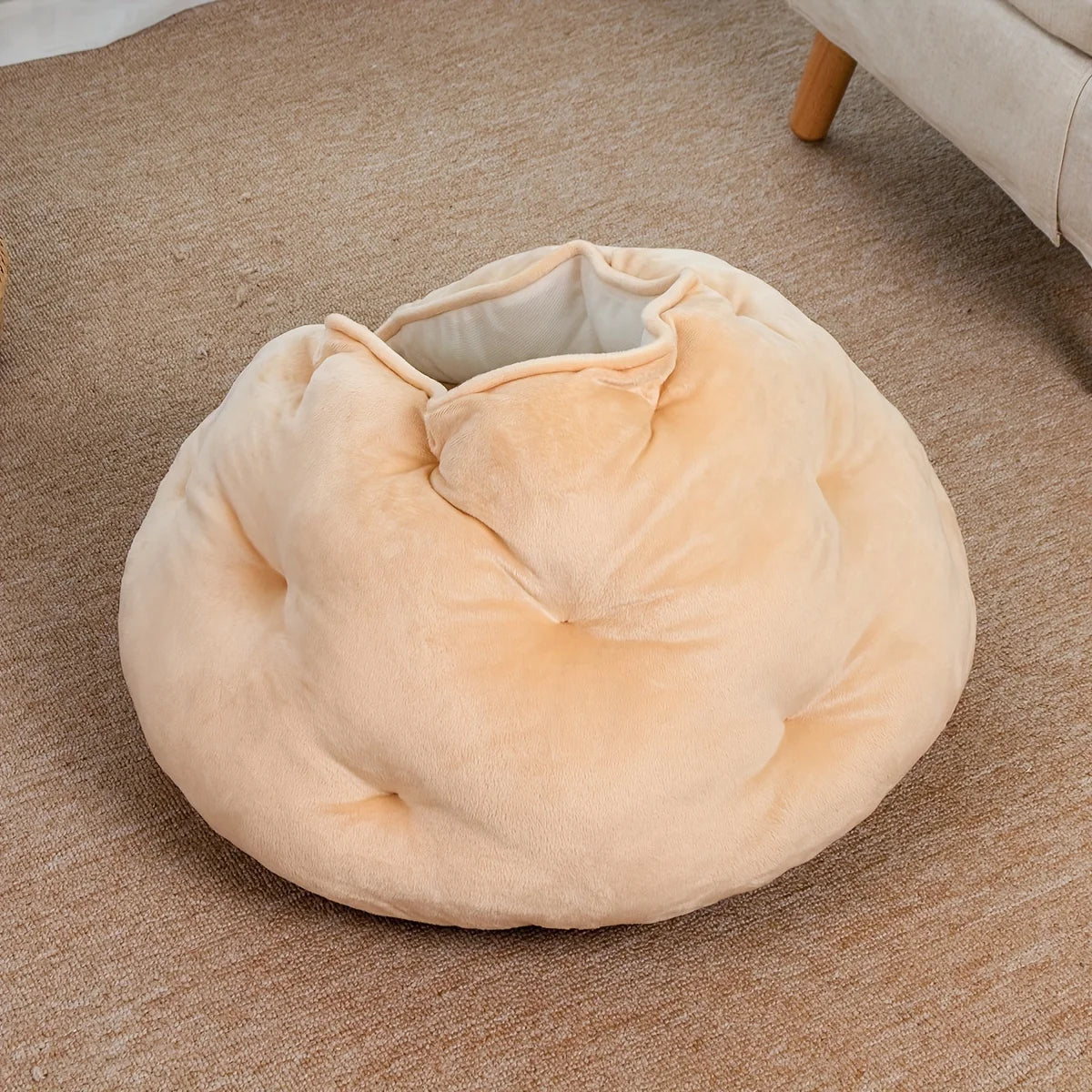 Self-Warming Plush Donut Cat Bed