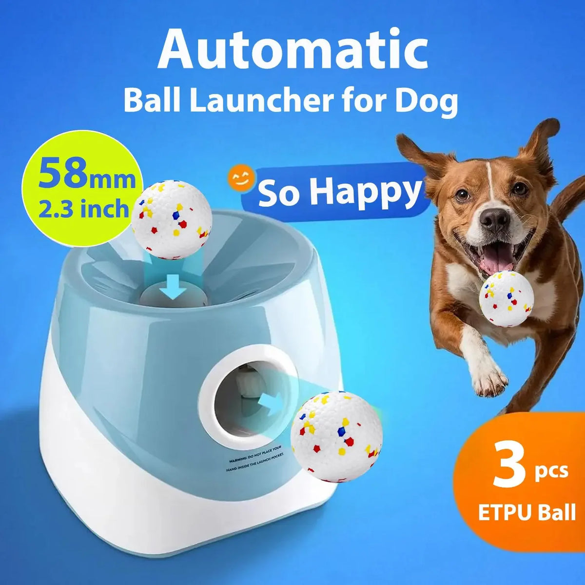 Automatic Ball Launcher for Dogs – Rechargeable, 3 Distances