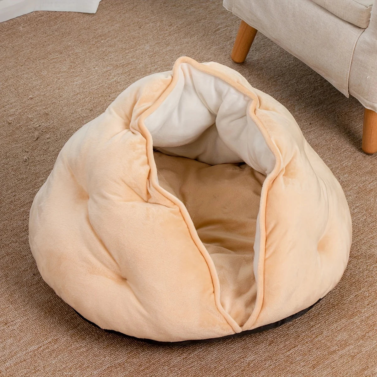 Self-Warming Plush Donut Cat Bed