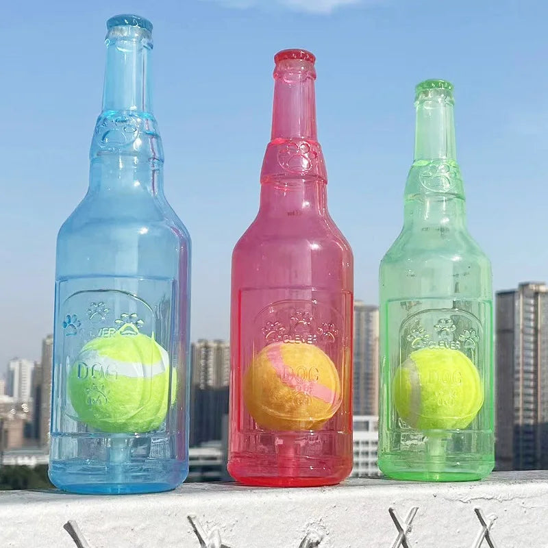 Beer Bottle Chew Toy with Tennis Ball