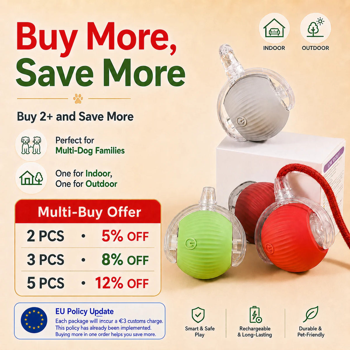 Smart Interactive Dog Ball – Rechargeable